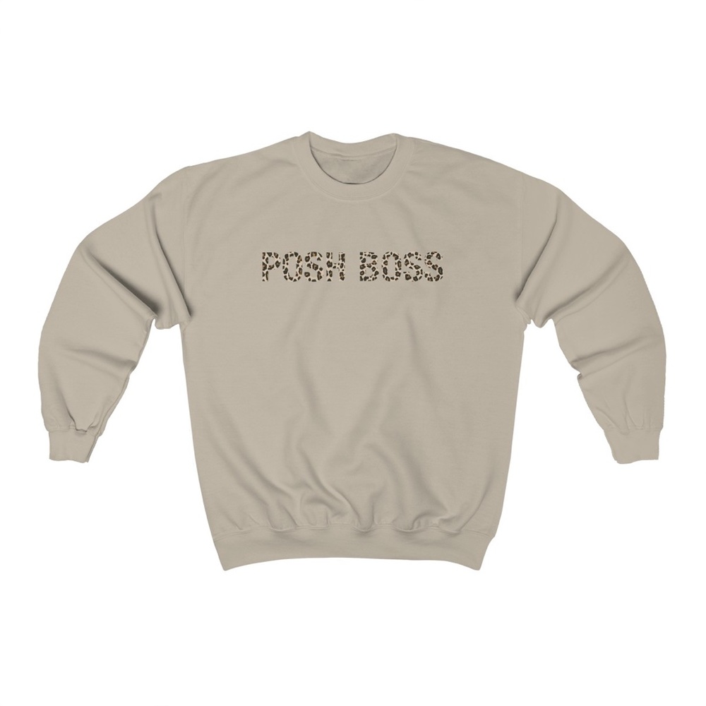 POSH BOSS | Leopard Print Crewneck Sweatshirt | Sand